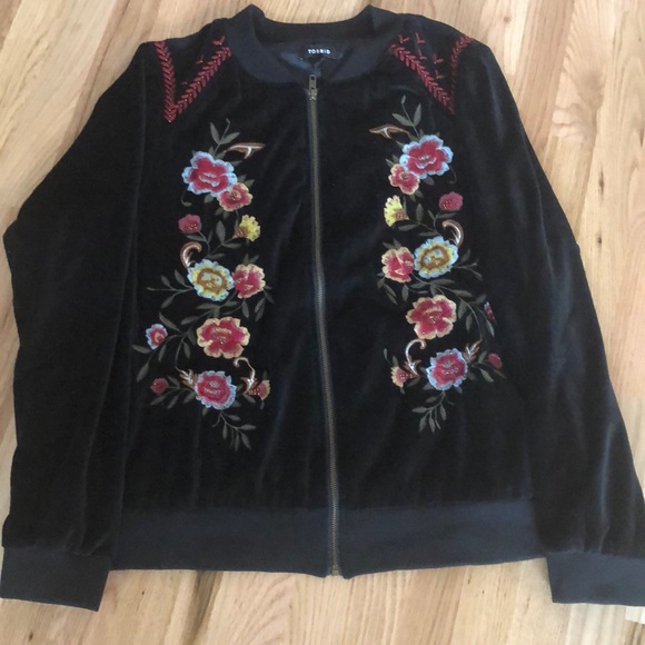 torrid Jackets & Blazers - Torrid size 3 Velour embroidered Bomber Jacket!